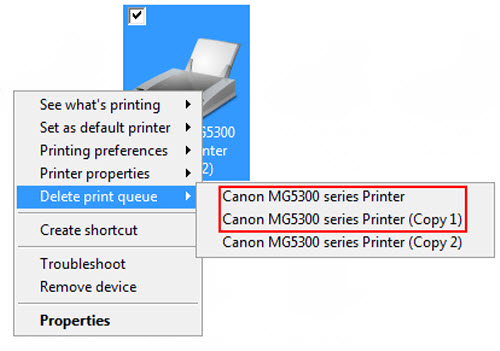 Canon printer says offline