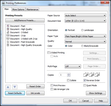 epson printer prints blank pages